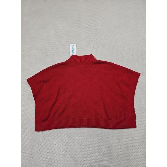 Carters Poncho Sweater Girls 3T Swiss Dot Red Christmas Holiday New - Picture 6 of 7